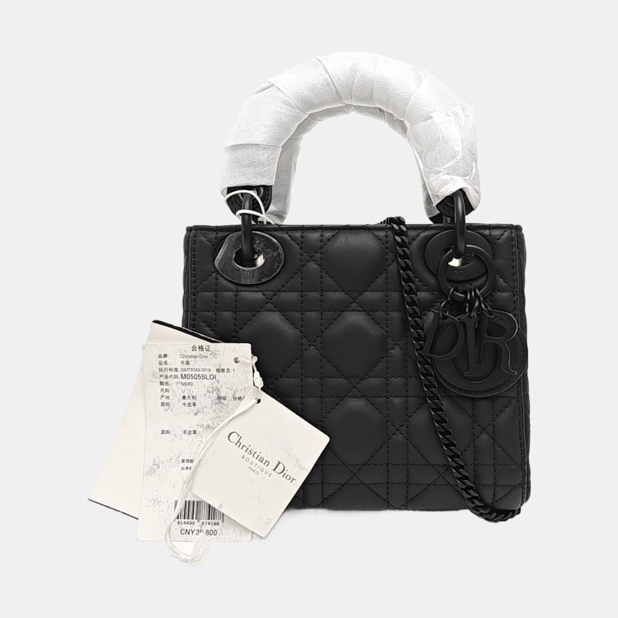 Lady Dior Mini Cannage Calfskin Black