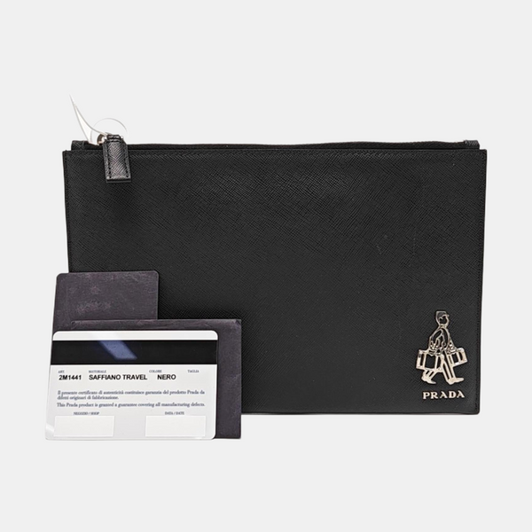 Saffiano Calfskin Clutch Black