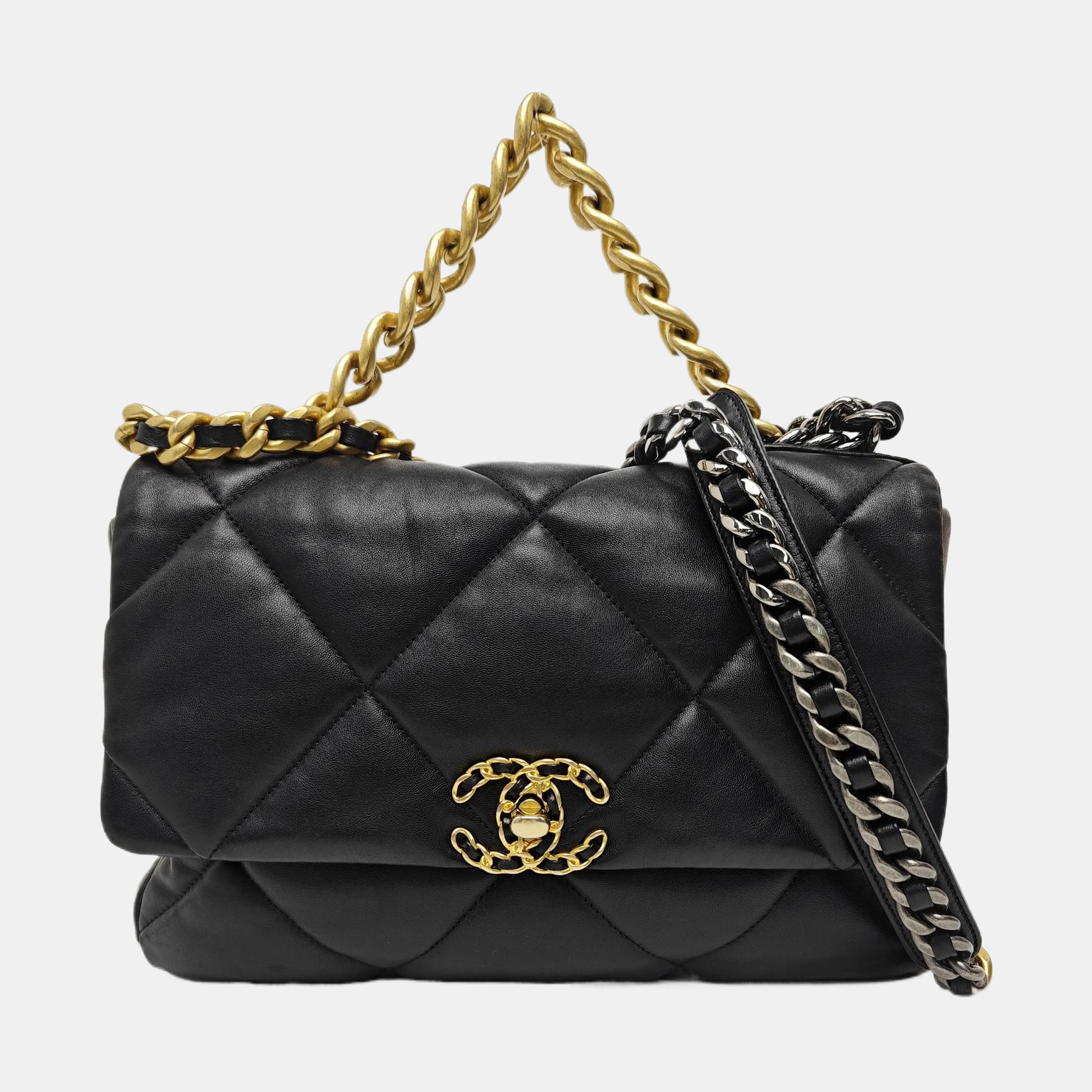 CHANEL 19 Large Quilted Lambskin Black