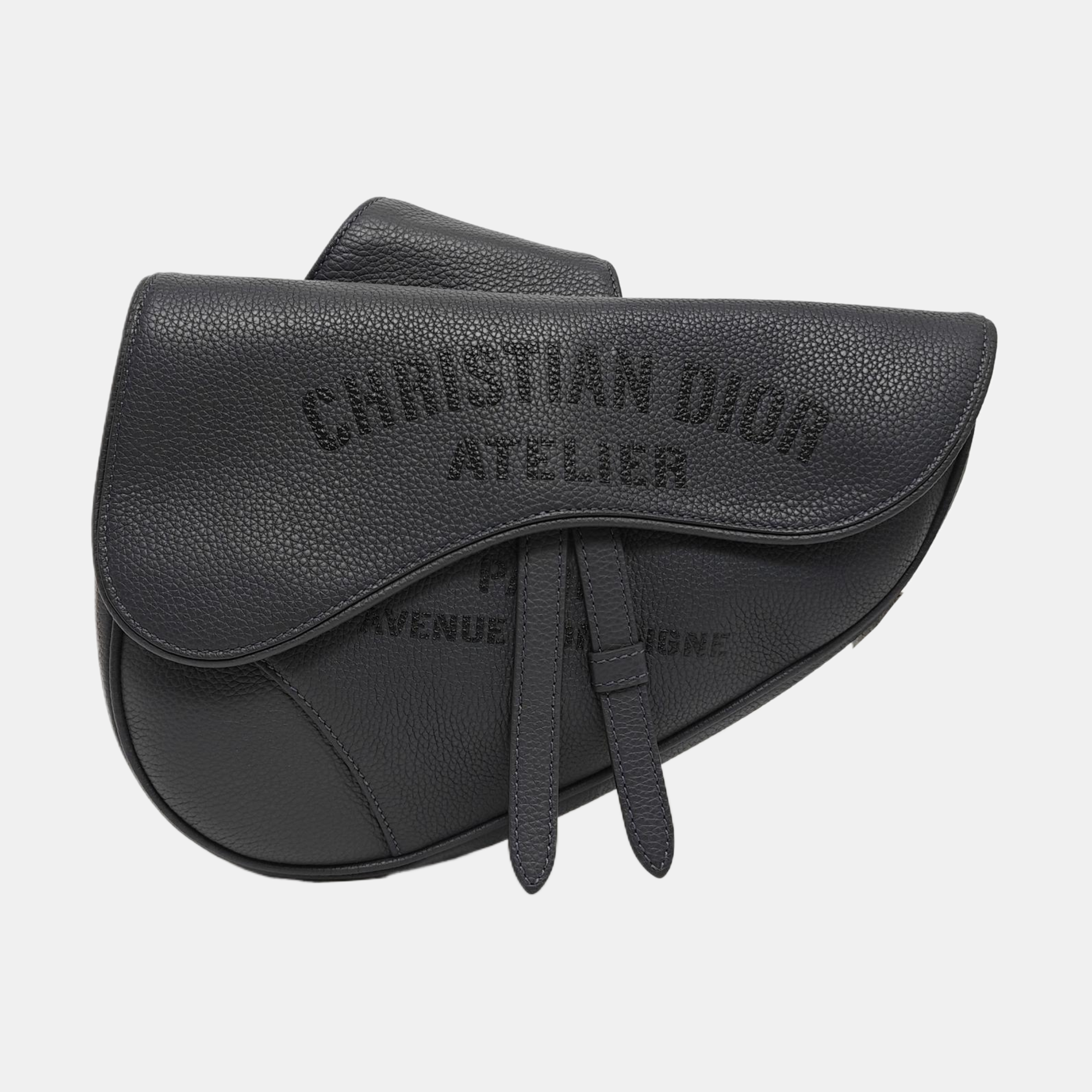 Saddle Medium Calfskin Grey