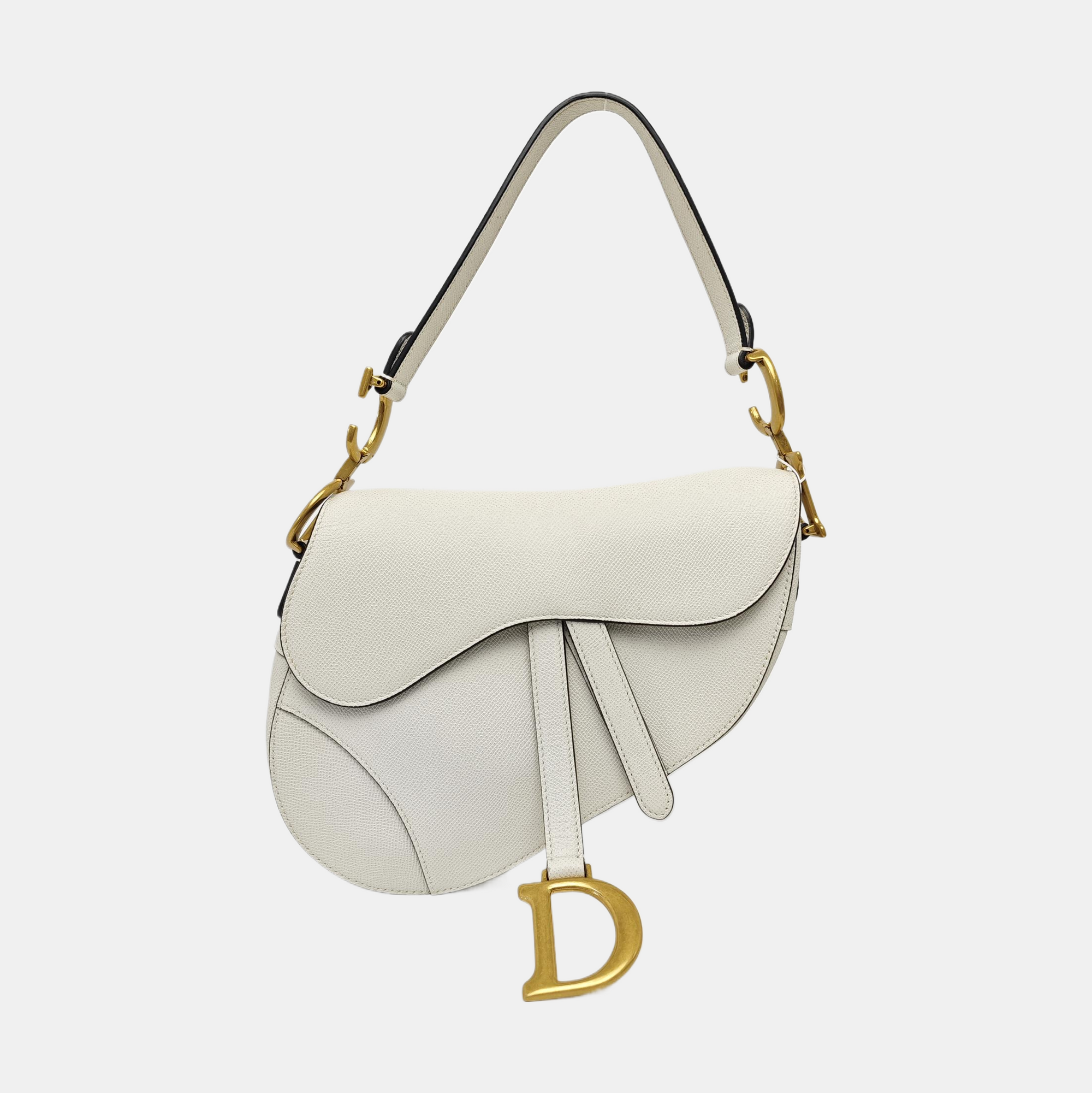 Saddle Medium Calfskin White