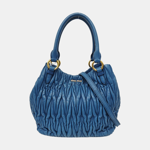 Quilted Lambskin Tote Bag Blue