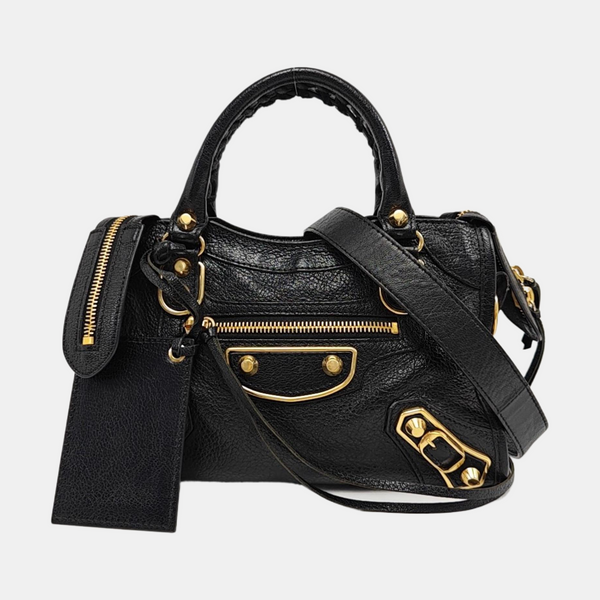 Classic Metallic Edge City Mini Lambskin Black