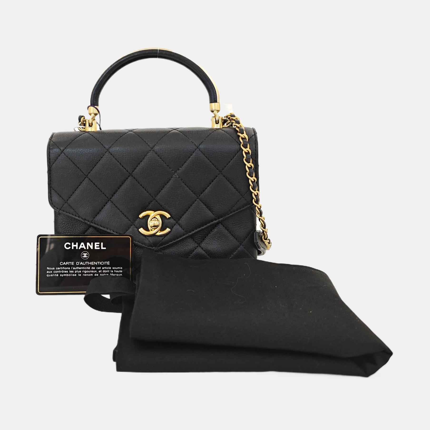 Quilted Calfskin Shoulder Bag Black