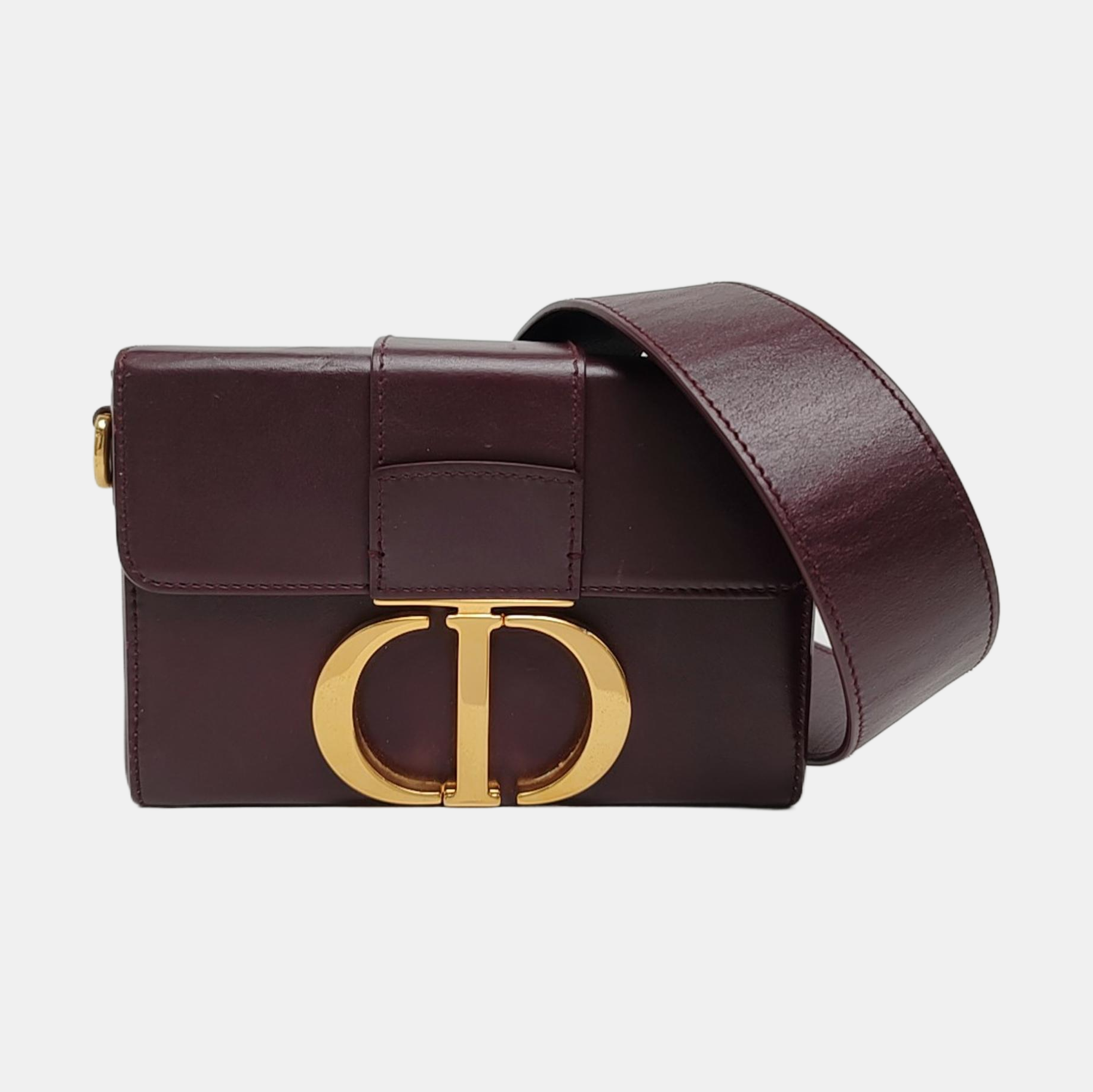 Authenticated pre-owned  30 Montaigne Oblique Calfskin Burgundy - Shoulder Bag at Looply
