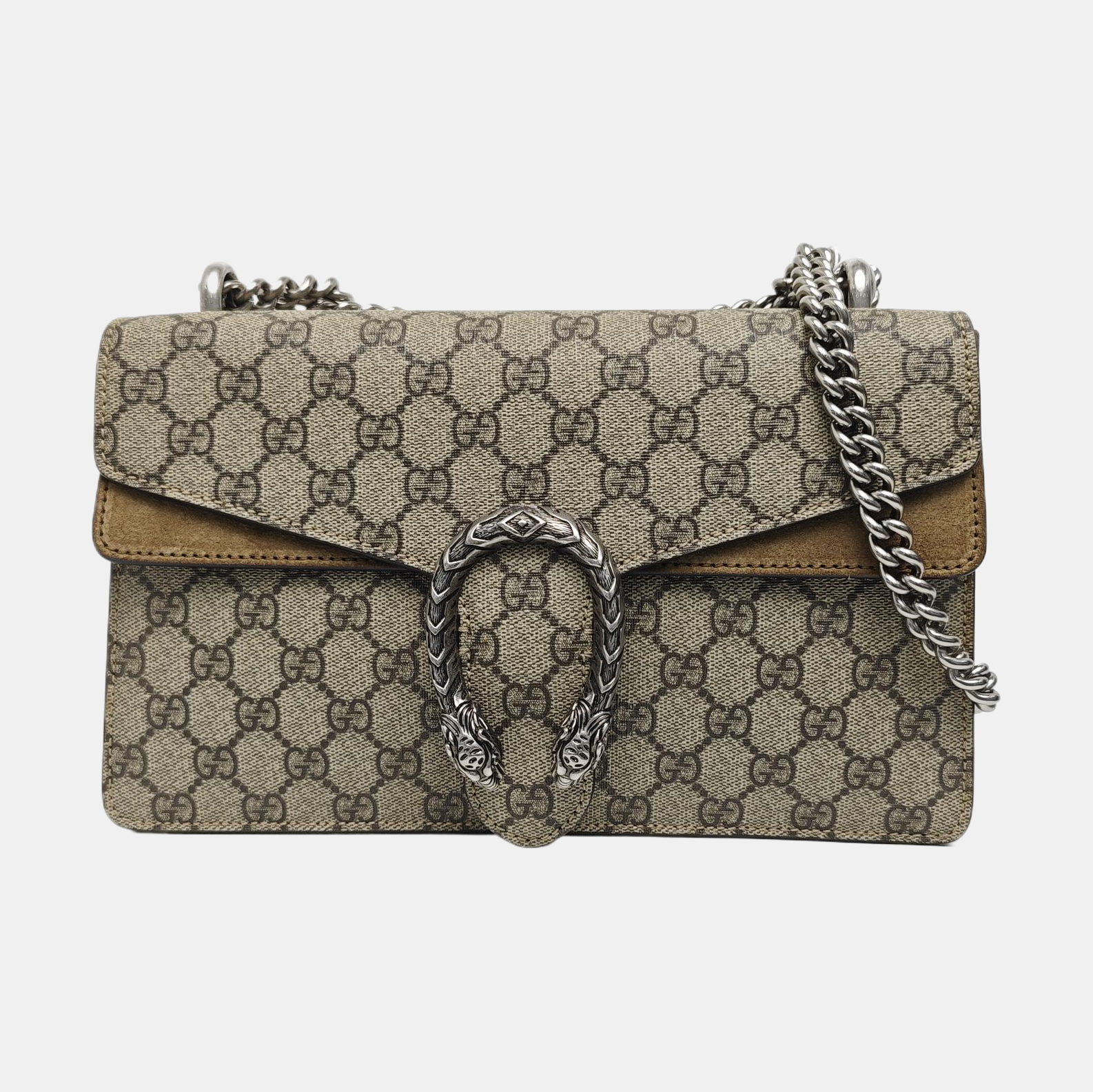 Dionysus Small Monogram Coated Canvas Beige