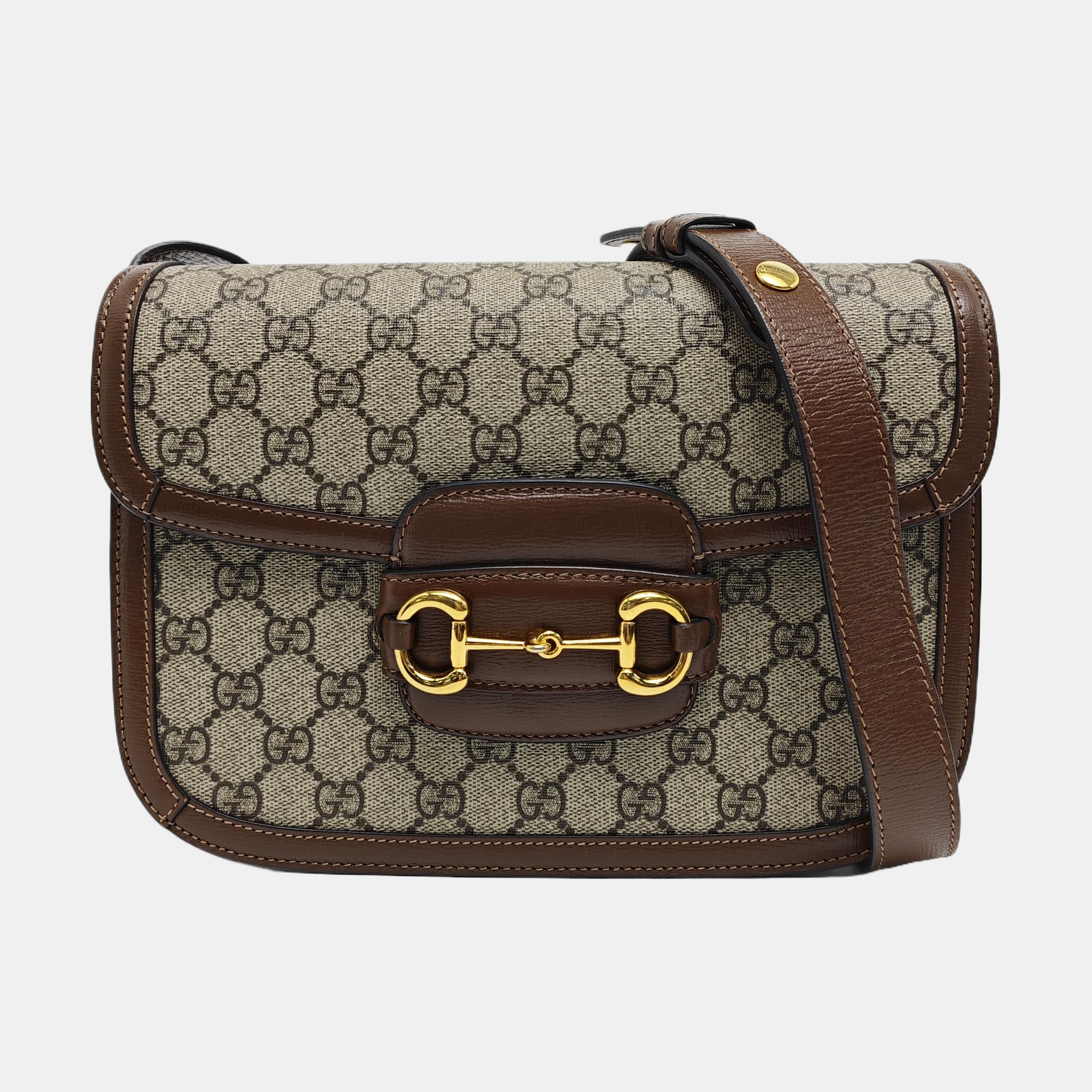 Horsebit 1955 Medium Monogram Coated Canvas Beige
