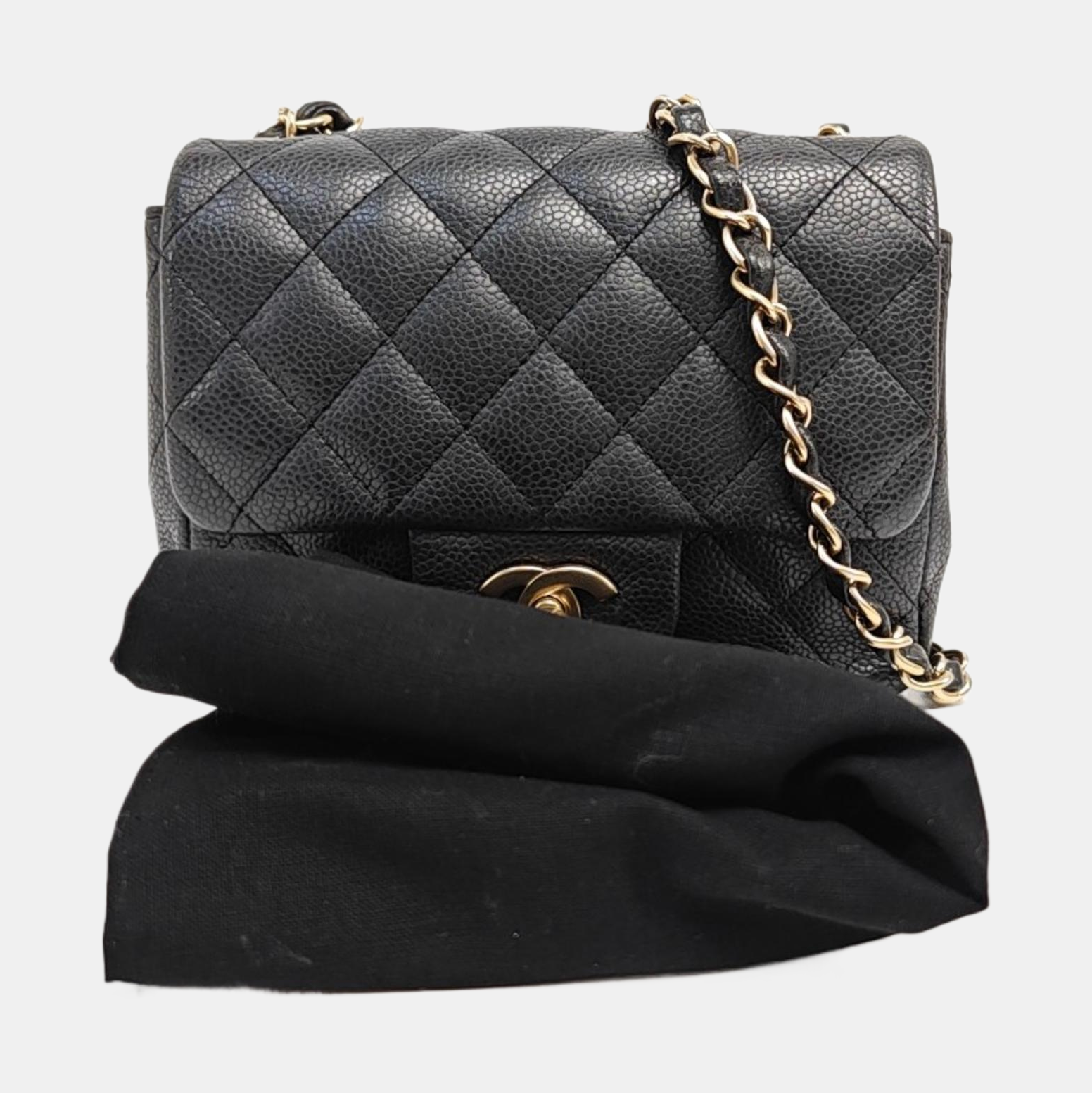 CLASSIC FLAP Mini Quilted Grained Calfskin Black