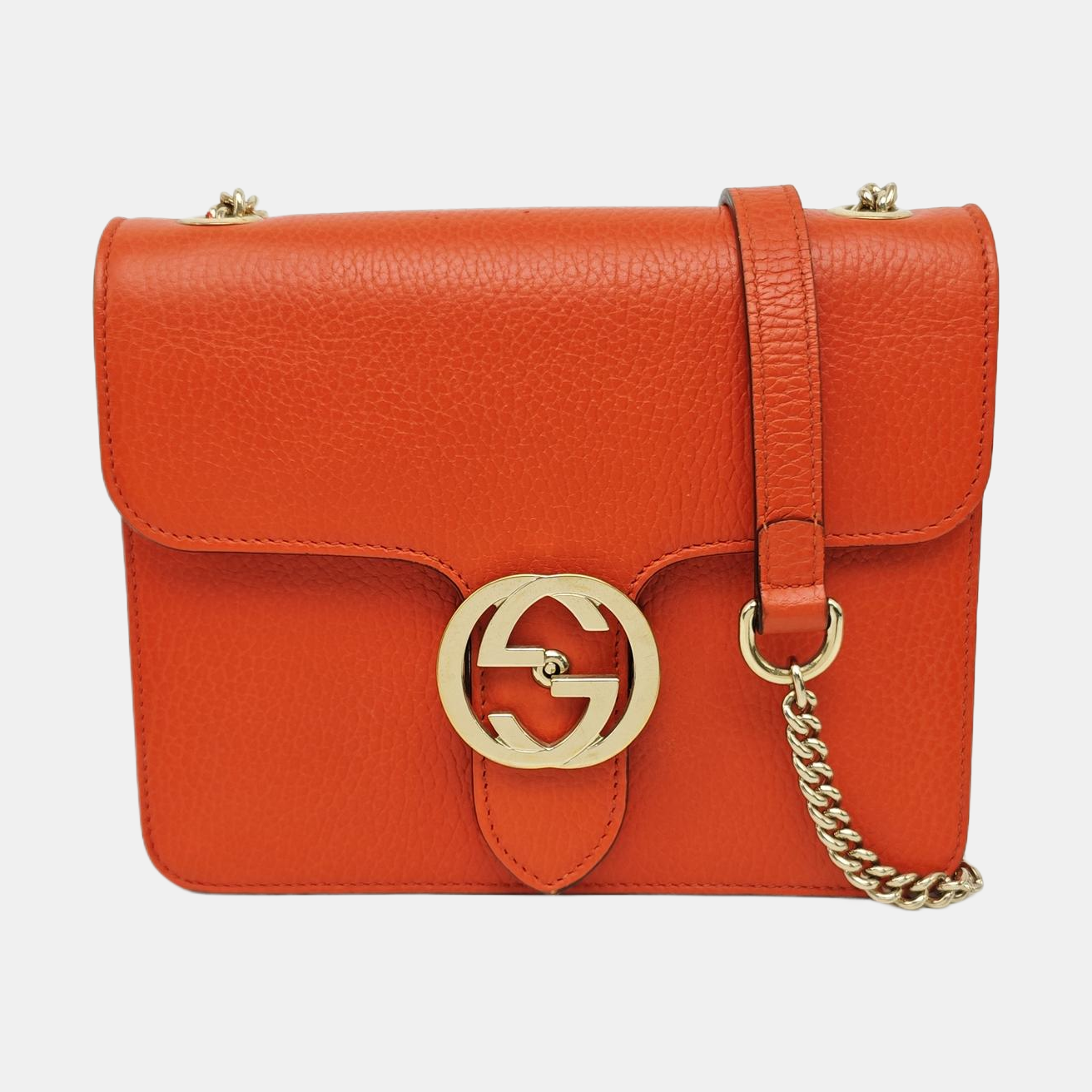 Interlocking G Small Calfskin Orange
