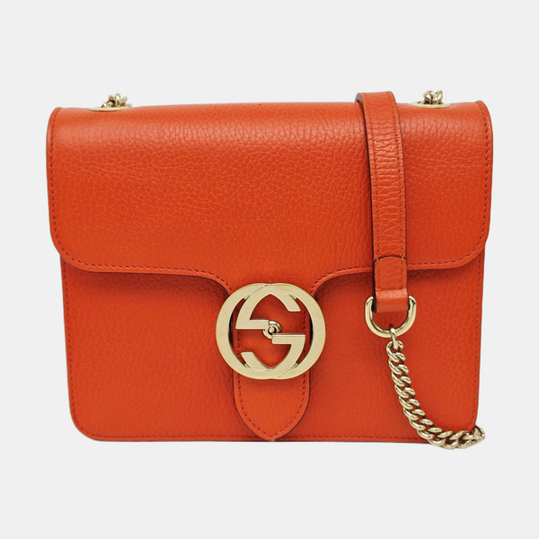 Interlocking G Small Calfskin Orange