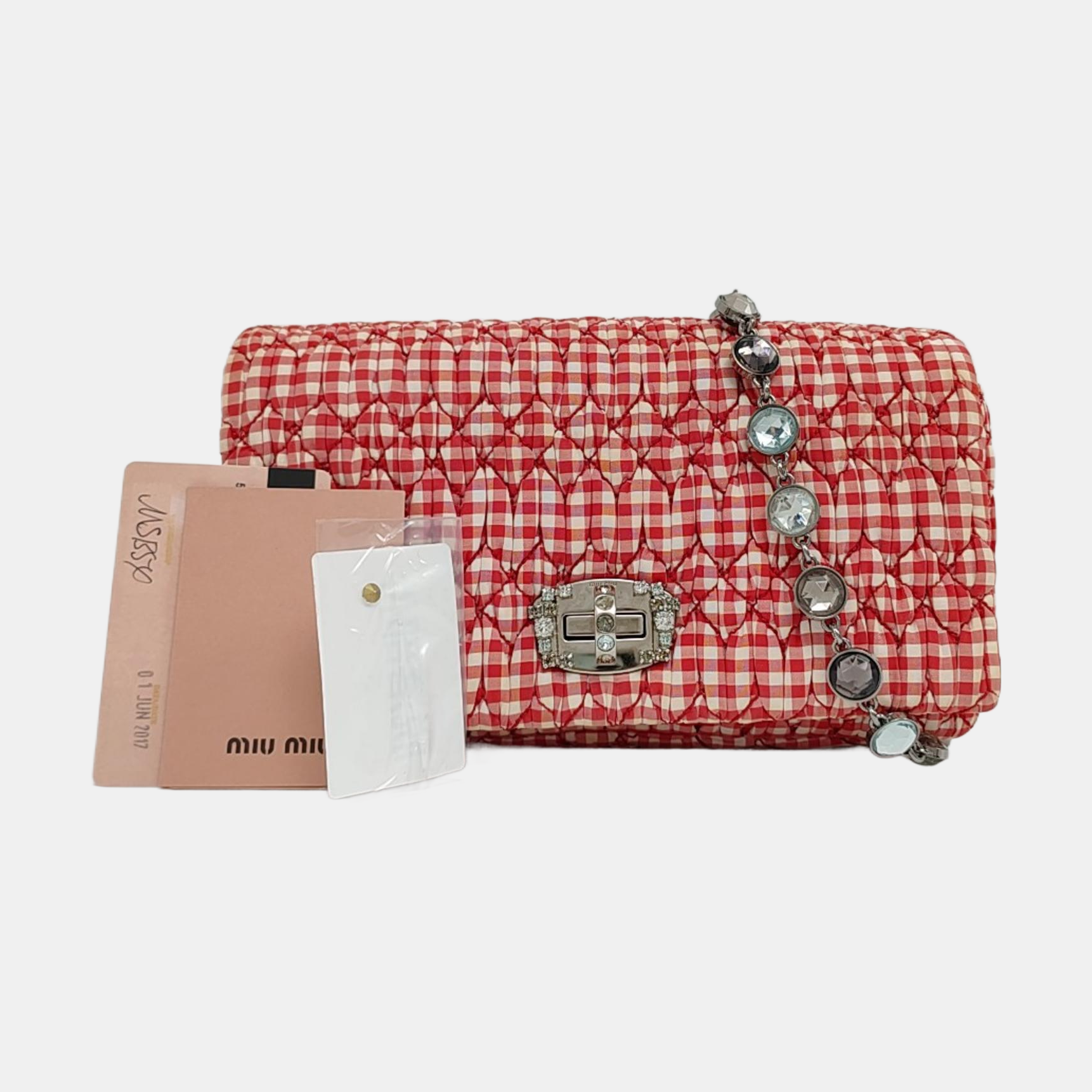 Bolso bandolera de tela acolchada rojo