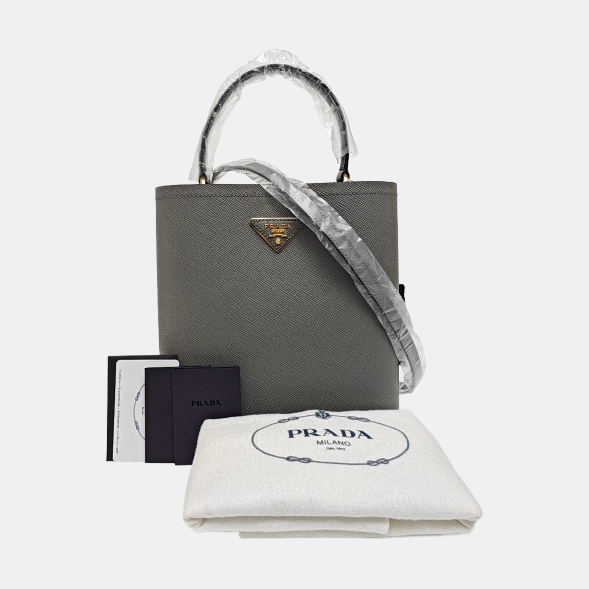 Panier Medium Saffiano Calfskin Gray