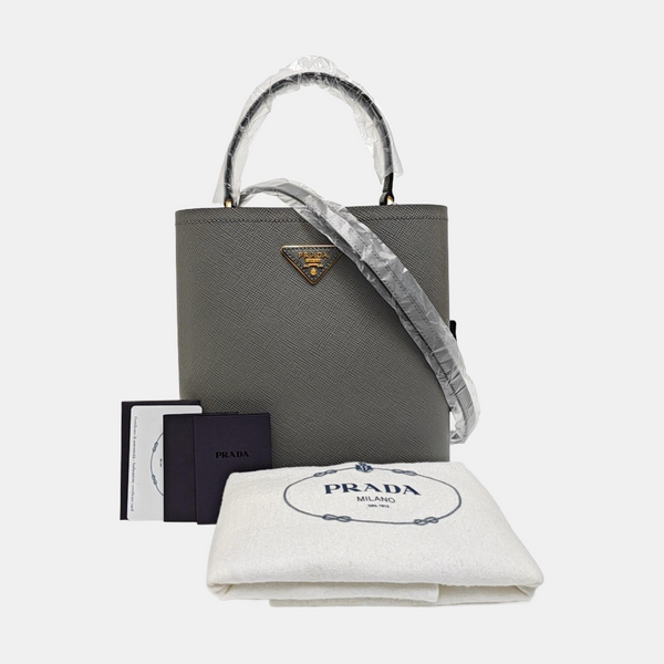 Panier Medium Saffiano Calfskin Gray