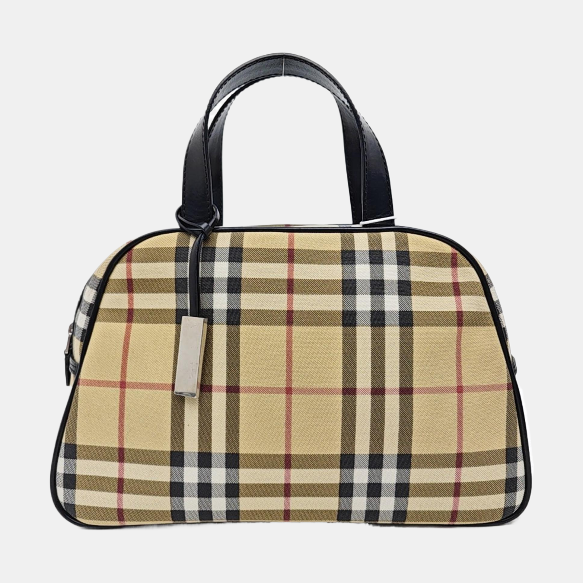 Coated Canvas Top Handle Bag Beige
