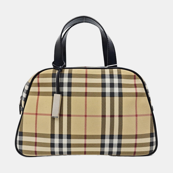Coated Canvas Top Handle Bag Beige