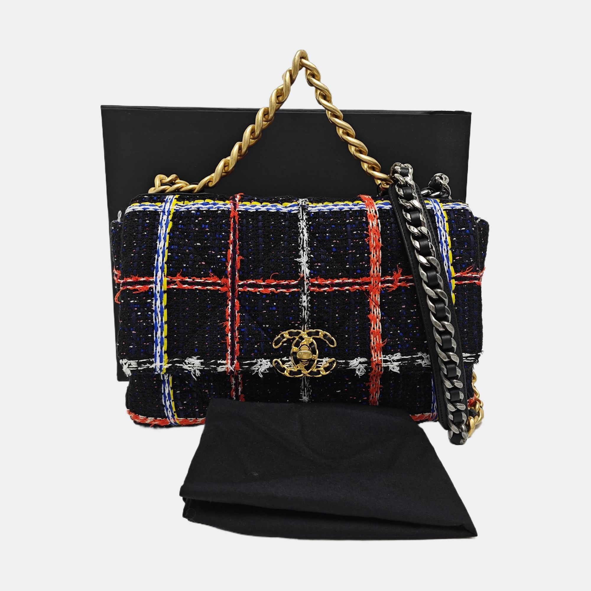 CHANEL 19 Large Quilted Wool Multicolor