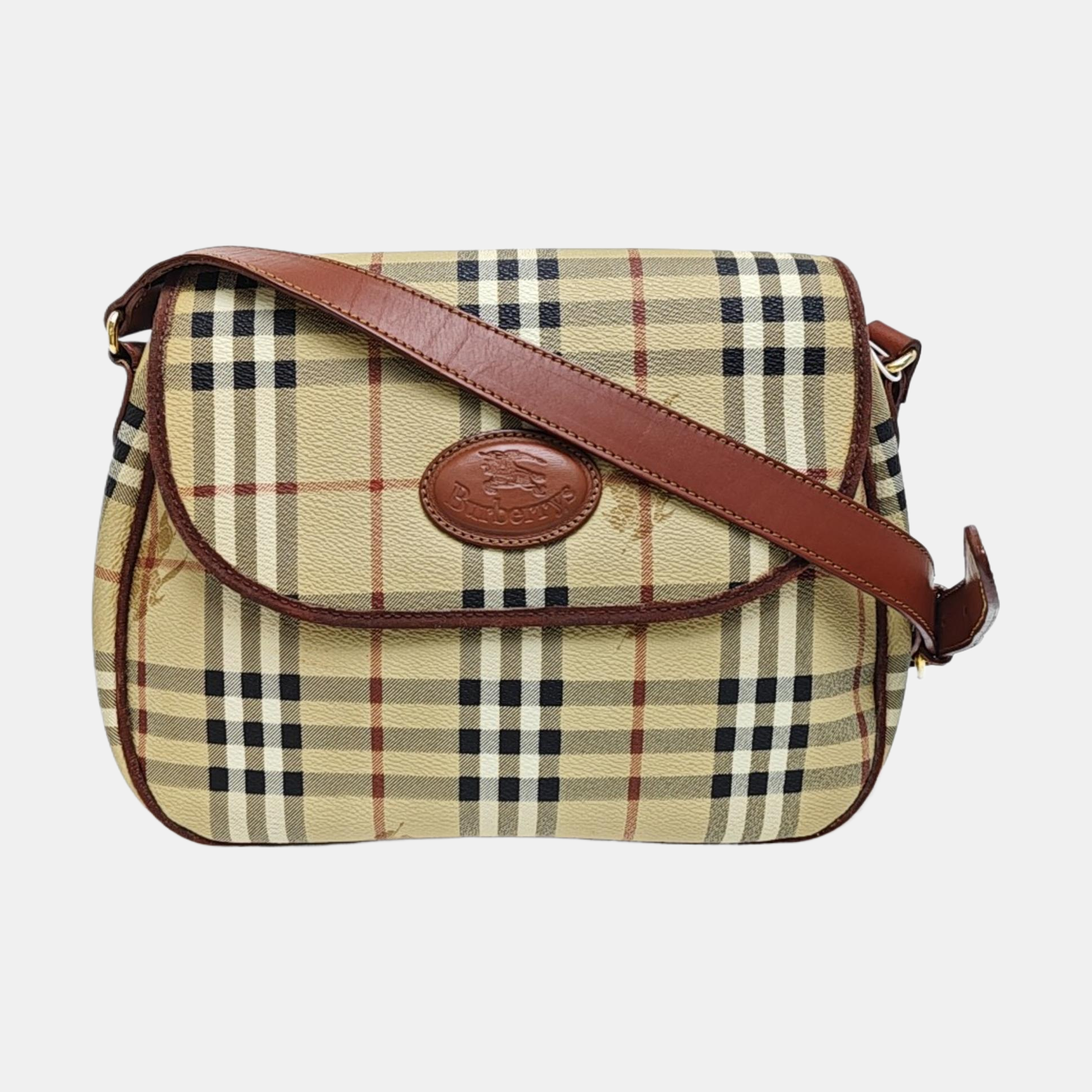 Coated Canvas Shoulder Bag Beige