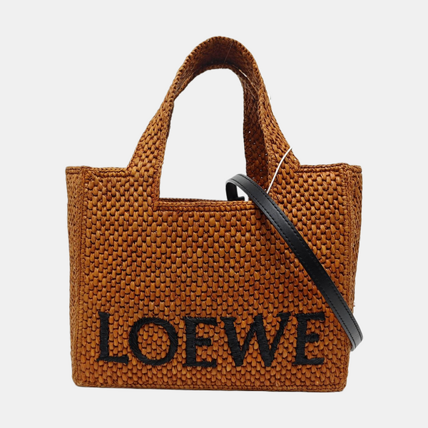 Font Tote Small Straw Brown