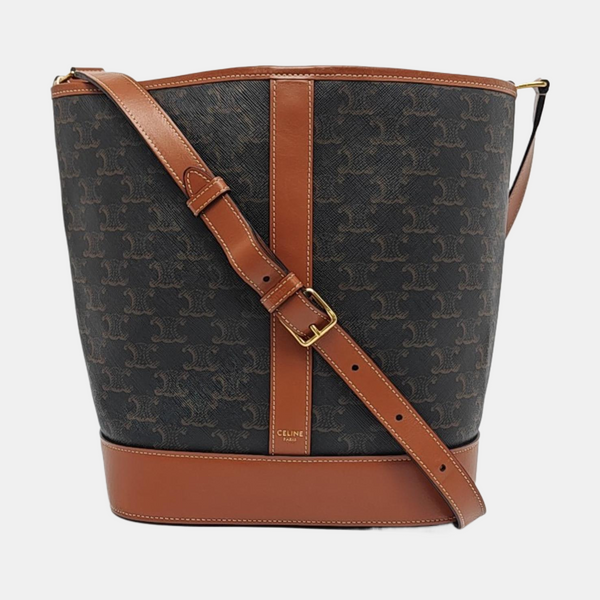 Authenticated pre-owned  TRIOMPHE CANVAS Medium Coated Canvas Brown - Bucket Bag at Looply