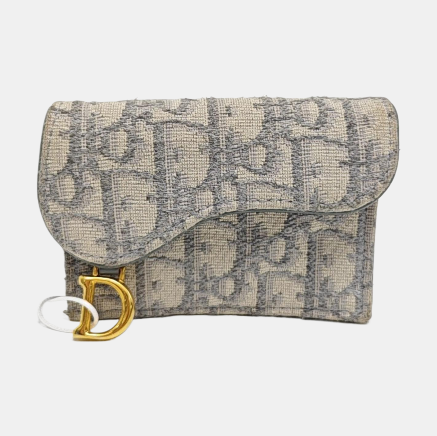 Saddle Mini Oblique Fabric Gray Wallet
