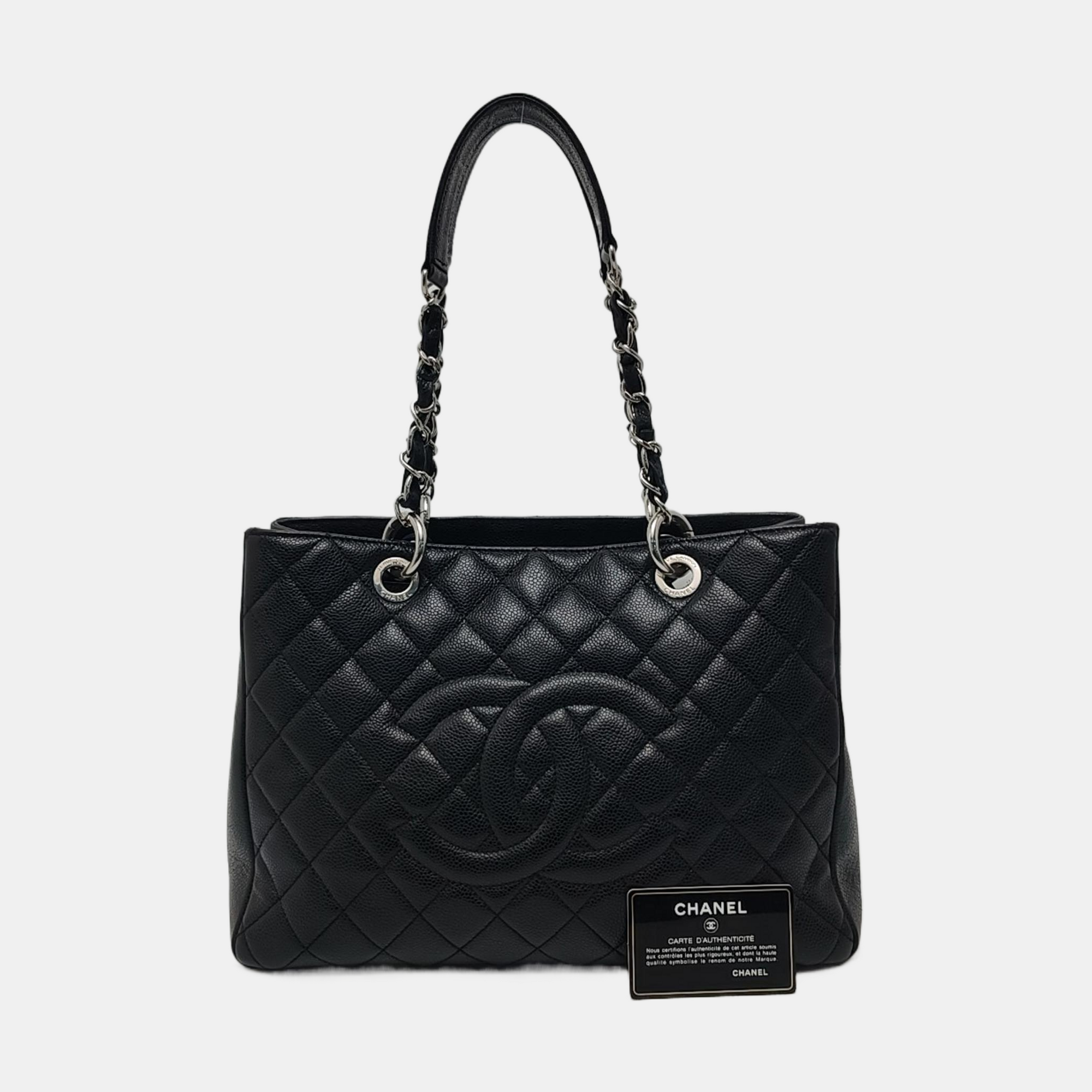 CHANEL GST Large Quilted Grained Calfskin Black