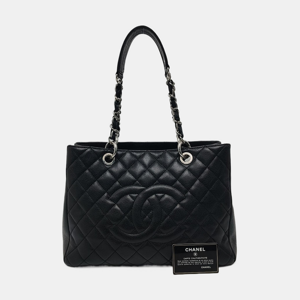 CHANEL GST Large Quilted Grained Calfskin Black