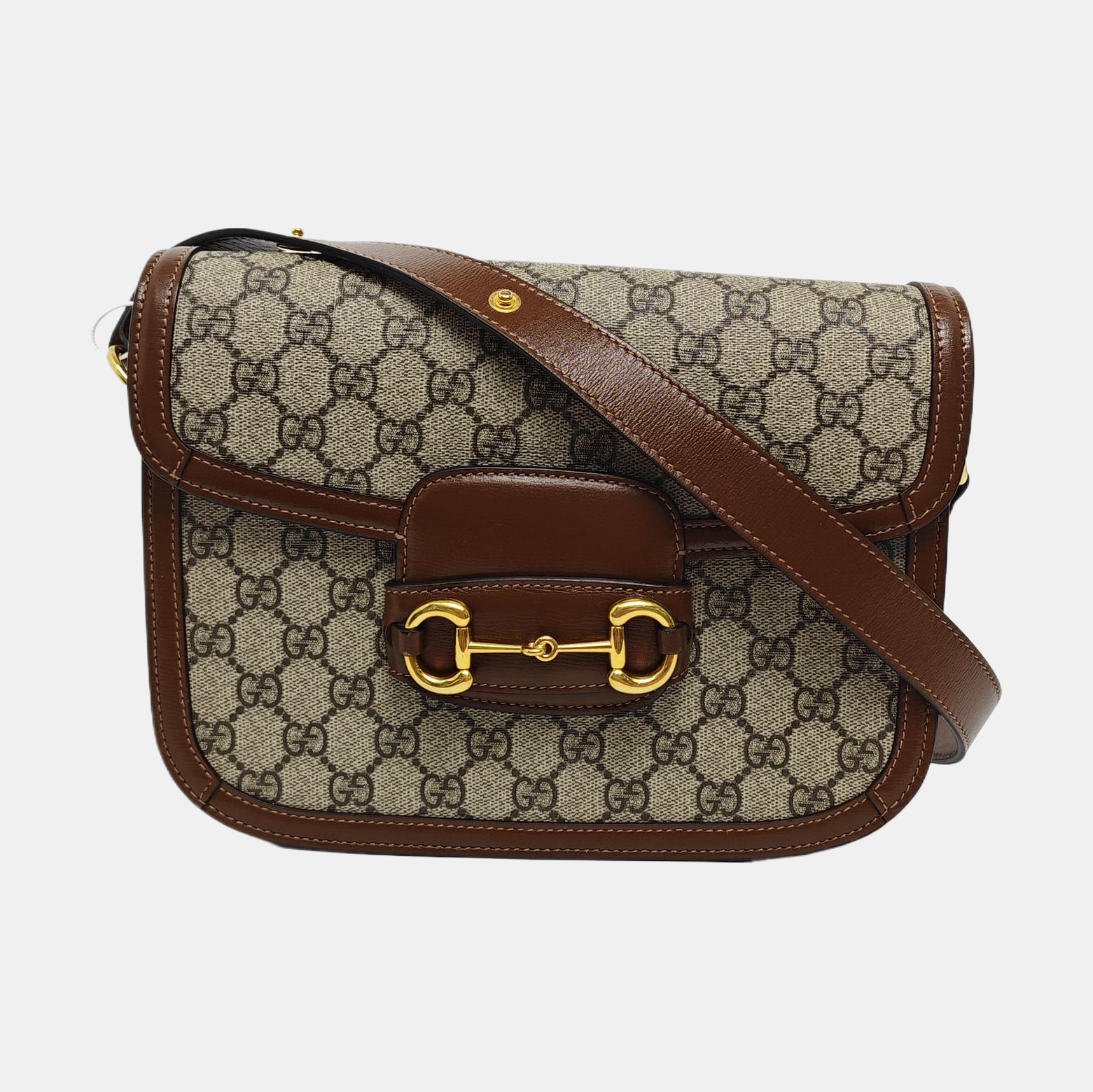 Horsebit 1955 Medium Monogram Coated Canvas Beige