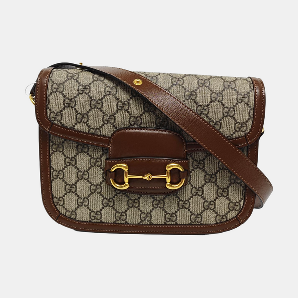 Horsebit 1955 Medium Monogram Coated Canvas Beige