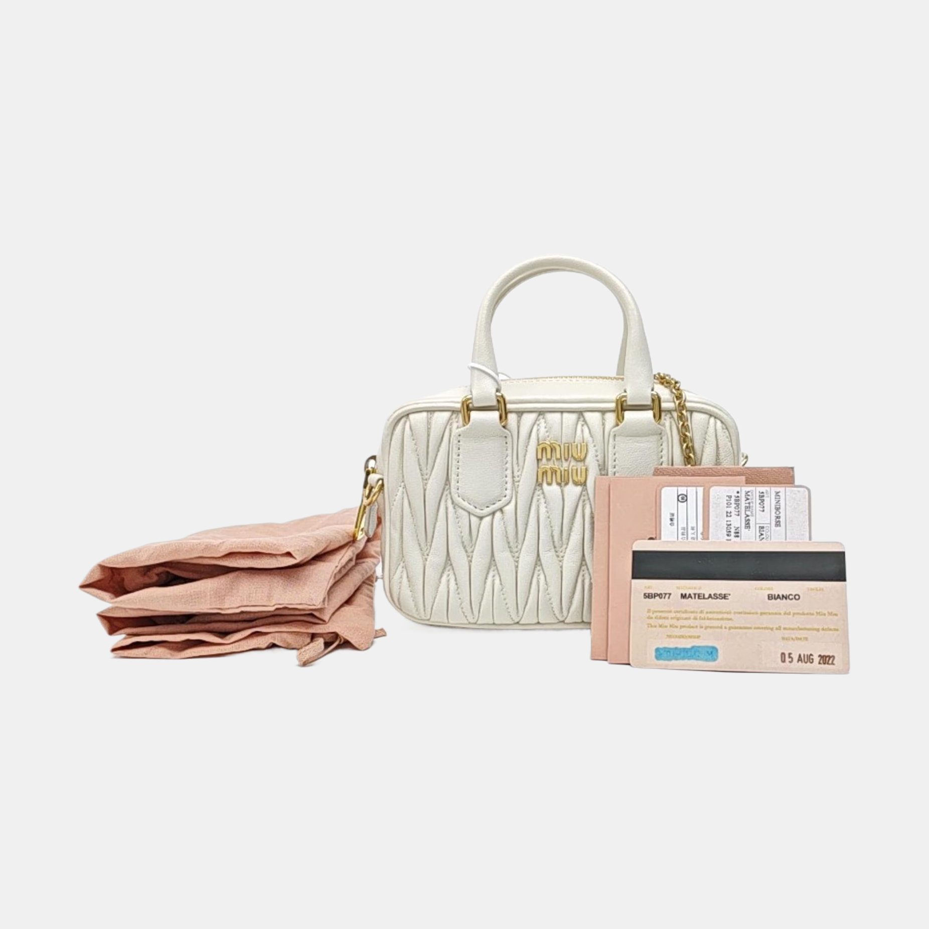 Arcadie Matelassé Mini Quilted Lambskin White