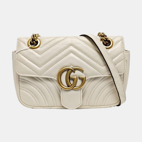 GG Marmont Small Quilted Calfskin White