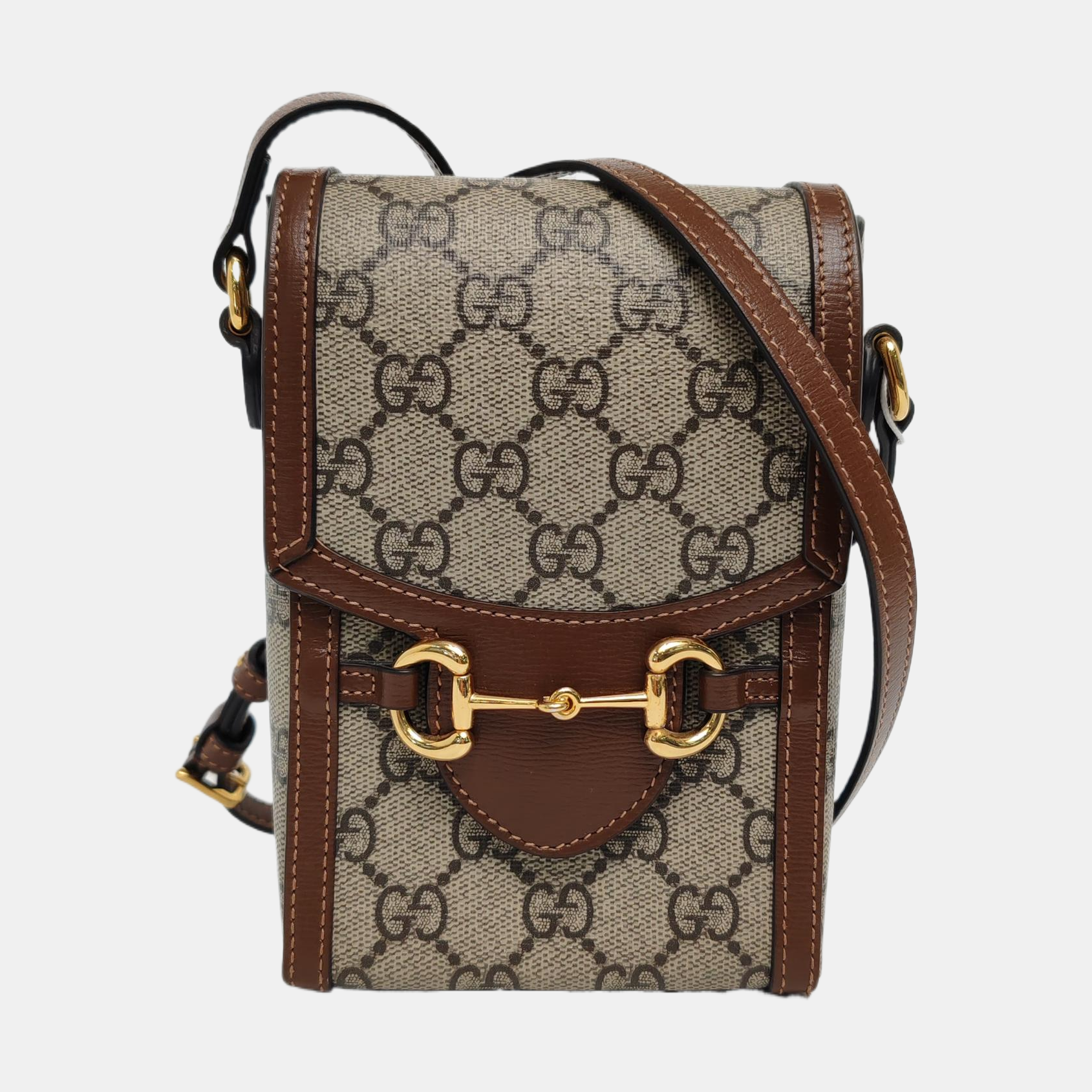 Authenticated pre-owned  Horsebit 1955 Mini Coated Canvas Beige - Crossbody Bag at Looply