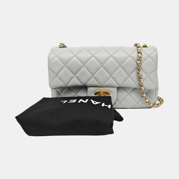 CLASSIC FLAP Mini Quilted Lambskin Gray