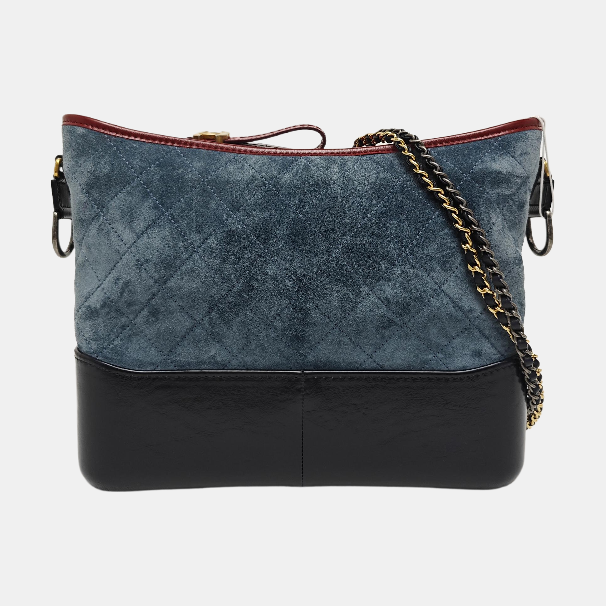 GABRIELLE Medium Quilted Suede Blue