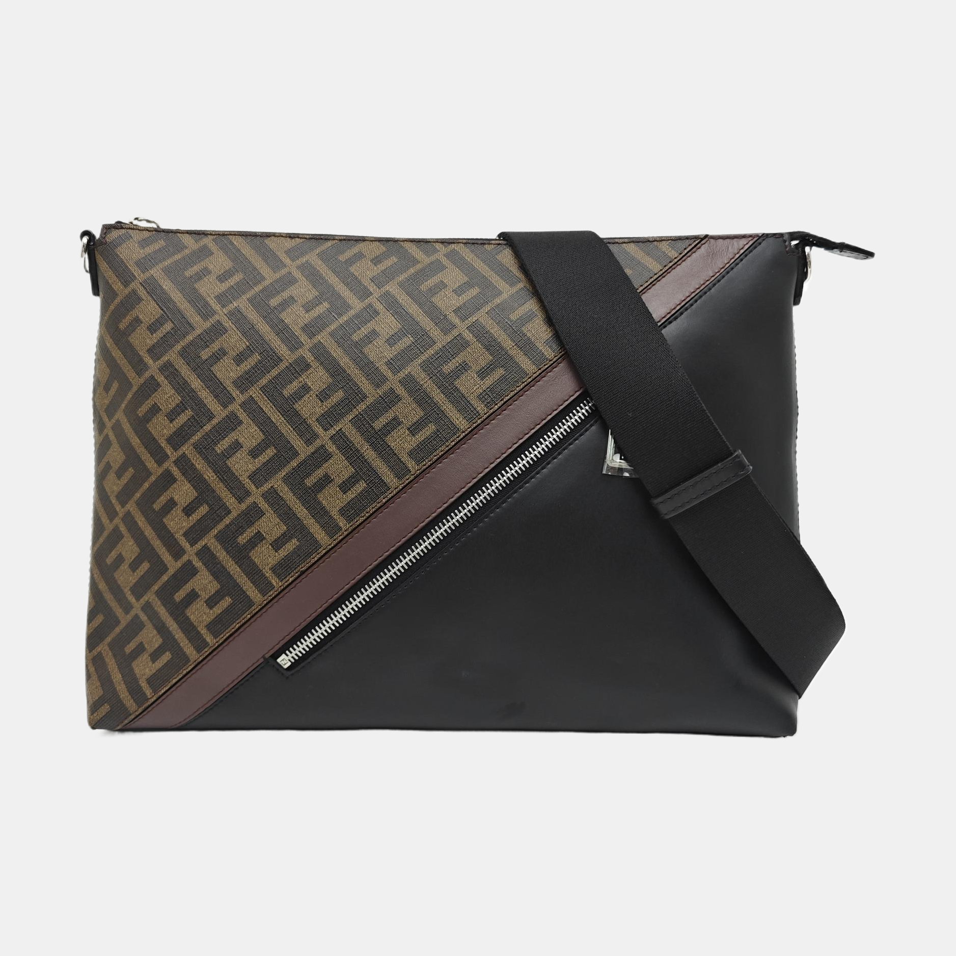 Coated Canvas Shoulder Bag Brown