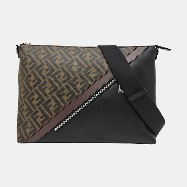 Coated Canvas Shoulder Bag Brown