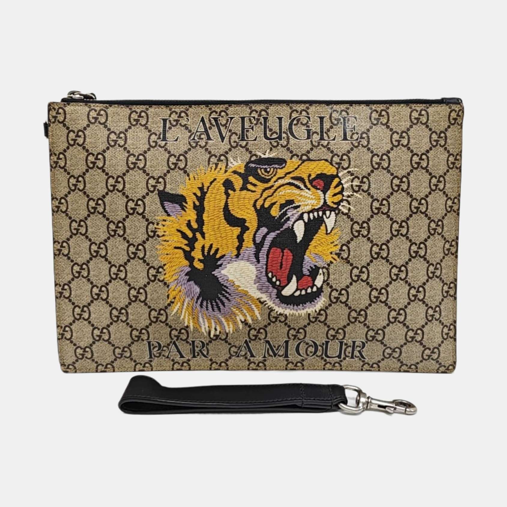 GG Supreme Monogram Coated Canvas Brown