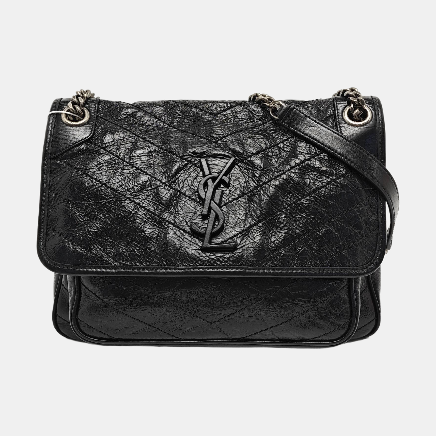 NIKI Medium Chevron Calfskin Black