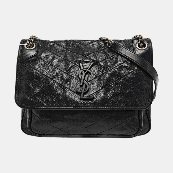 NIKI Medium Chevron Calfskin Black