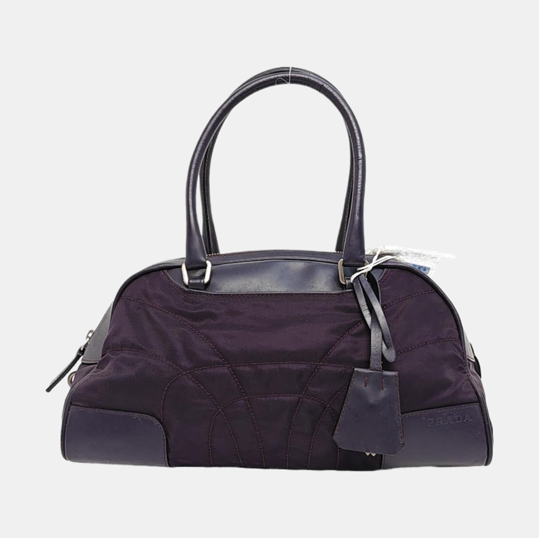 Quilted Nylon Top Handle Bag Purple