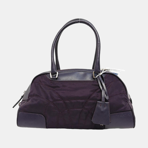 Quilted Nylon Top Handle Bag Purple