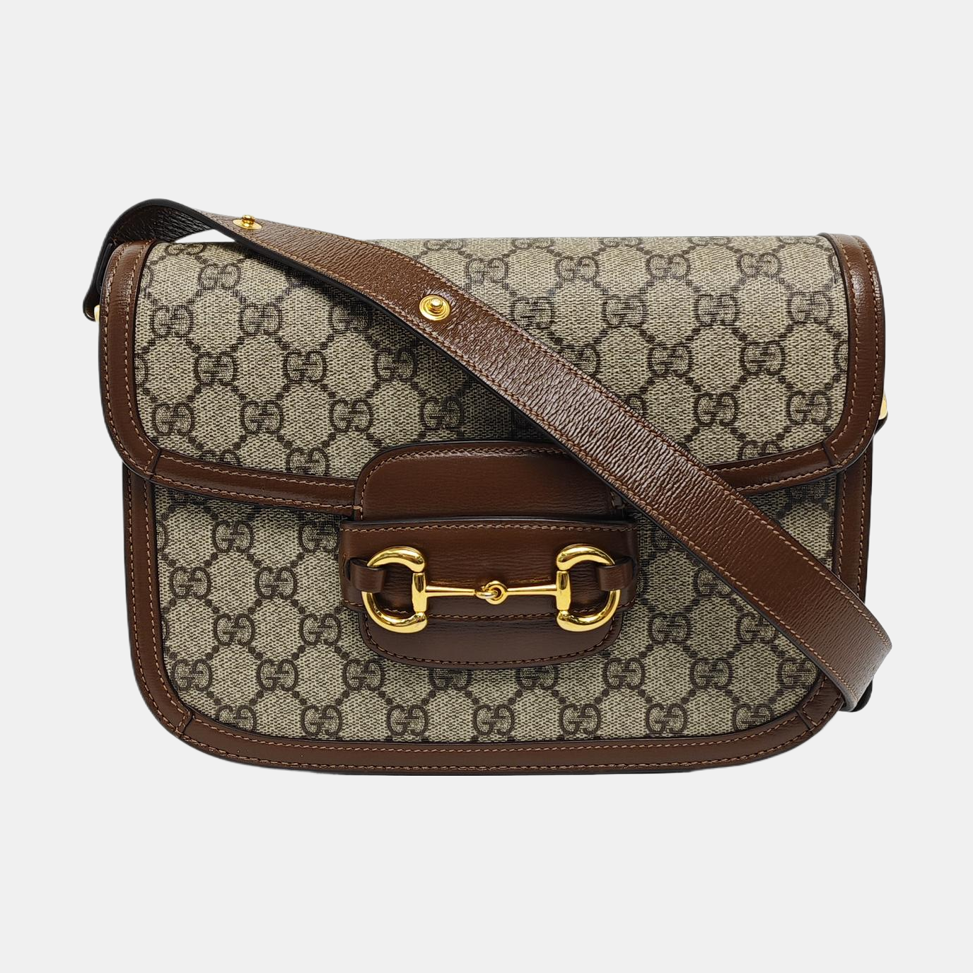 Horsebit 1955 Medium Monogram Coated Canvas Beige