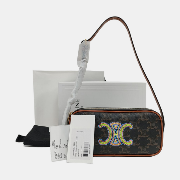 Coated Canvas Top Handle Bag Mini Brown