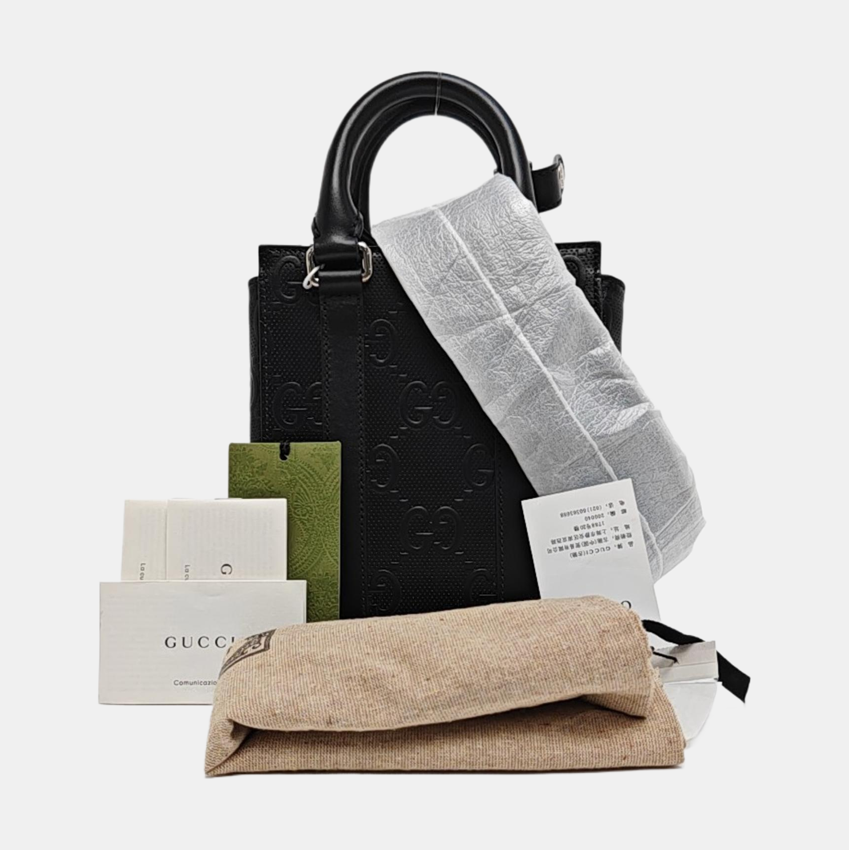Monogram Calfskin Tote Bag Mini Black
