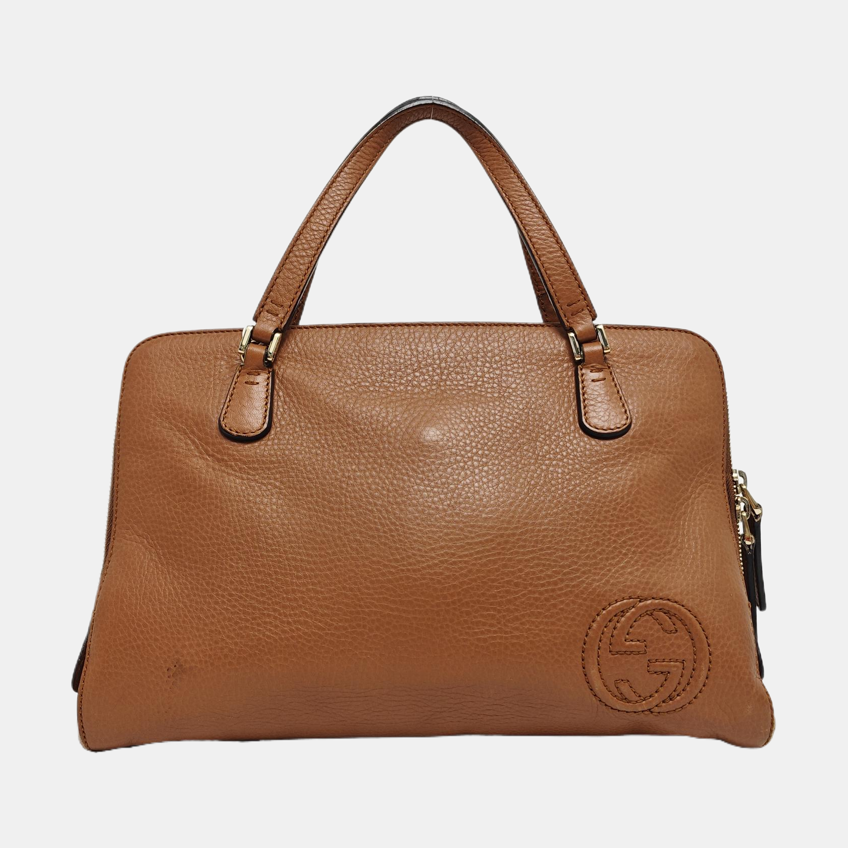 Calfskin Top Handle Bag Brown