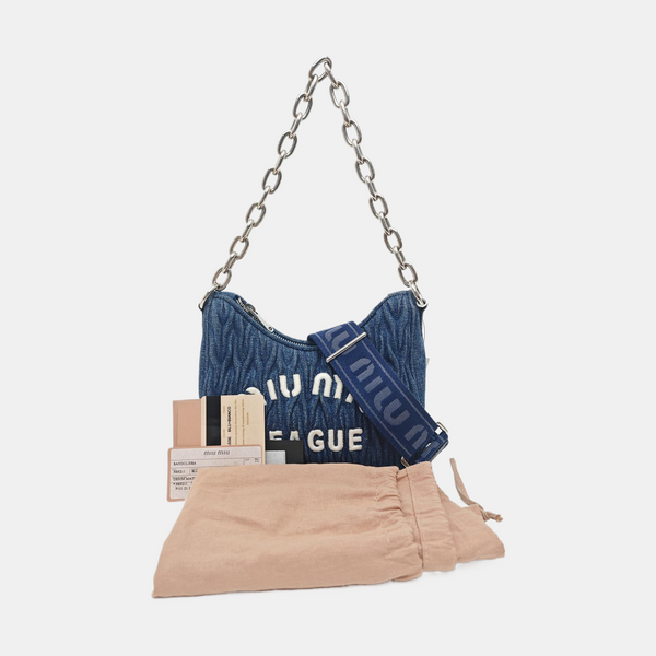 Quilted Denim Shoulder Bag Blue