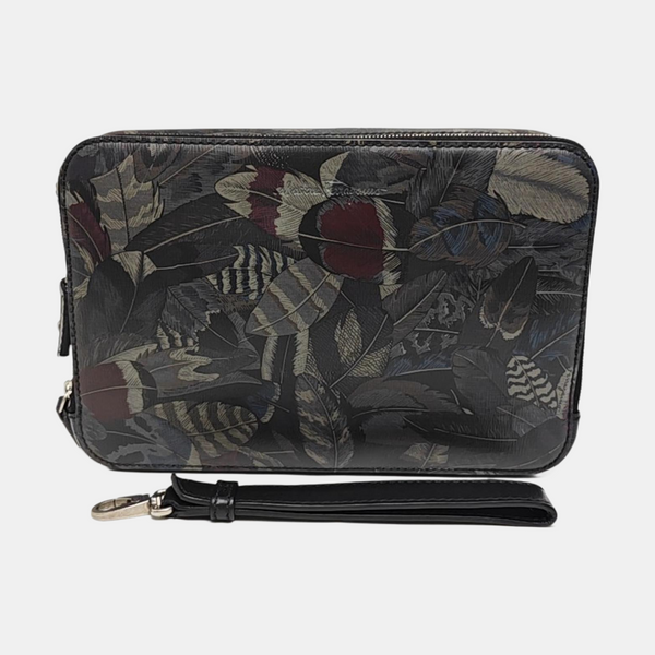 Coated Canvas Clutch Black
