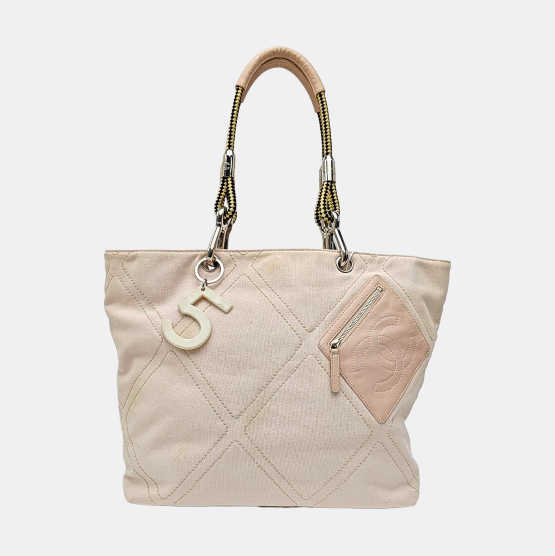 Quilted Canvas Tote Bag Pink