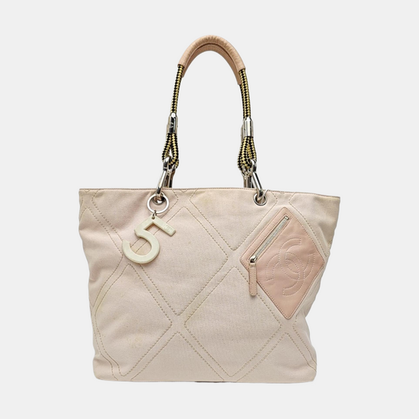 Quilted Canvas Tote Bag Pink