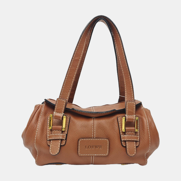 Calfskin Top Handle Bag Brown