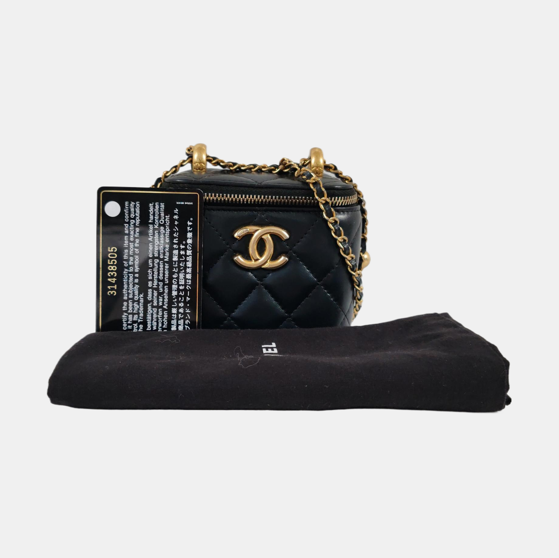 VANITY CASE Mini Quilted Calfskin Black